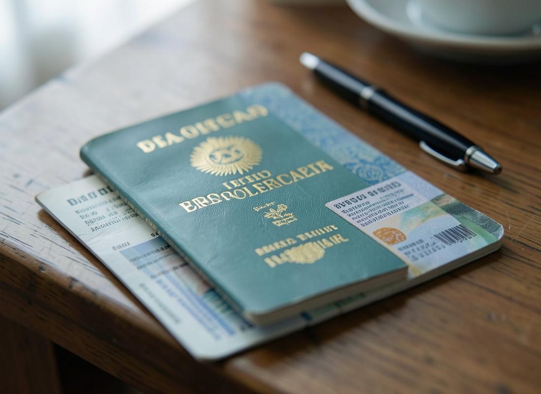 Passaporte e documentos de viagem sobre a mesa